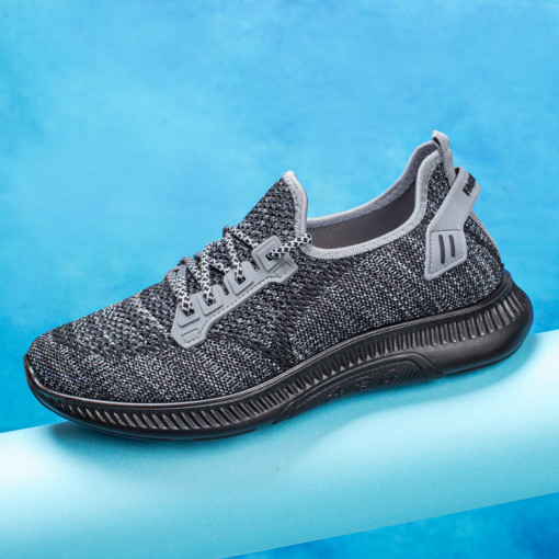 Adidasi clasici barbati, Pantofi barbati sport gri cu negru din material textil MDL05085 - modlet.ro