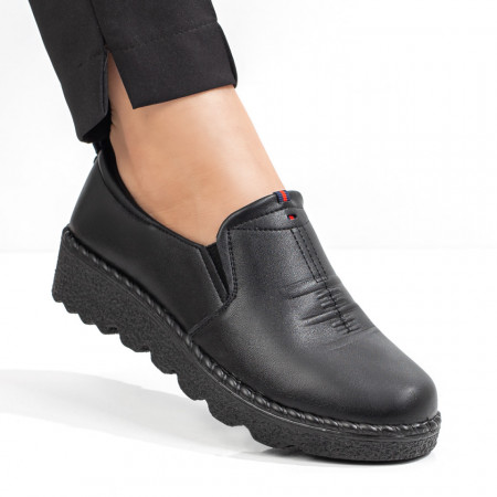 Reduceri  Pantofi casual, Pantofi casual dama cu insertie de material elastic negri MDL08141 - modlet.ro