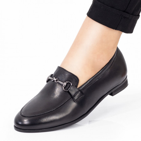 Pantofi casual dama negri cu accesoriu metalic MDL04121
