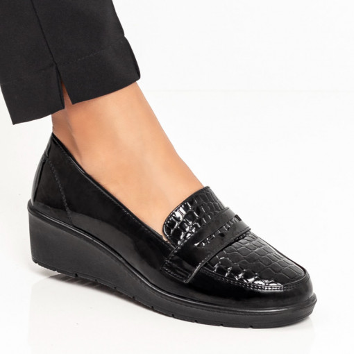 Noutati, Pantofi casual dama negri cu platforma tip CROCO MDL06062 - modlet.ro