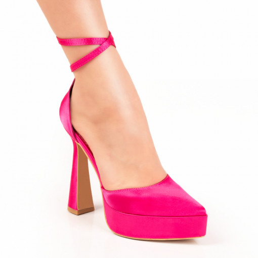 Reduceri Pantofi dama, Pantofi dama cu toc inalt si platforma roz MDL07810 - modlet.ro