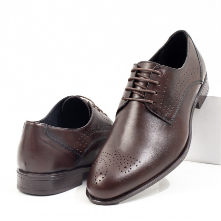 Pantofi eleganti barbati maro inchis din Piele naturala Terany