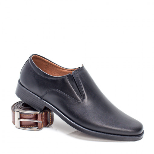 Barbati - Clasic, Pantofi eleganti negri fara siret din Piele barbati MDL03969 - modlet.ro