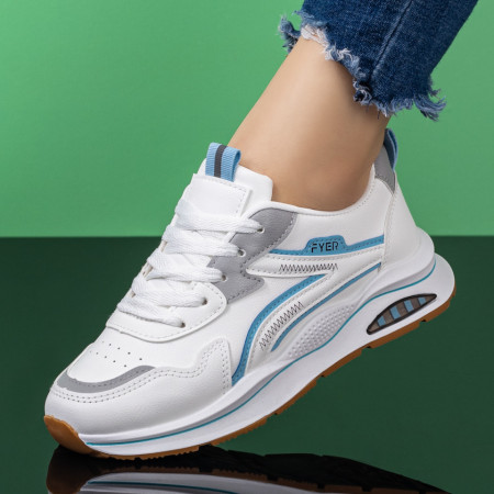 Reduceri  Adidasi dama, Pantofi sport dama albi cu albastru si gri MDL07878 - modlet.ro