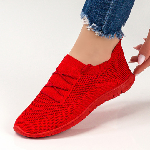 Pantofi sport dama rosii din material textil MDL04708