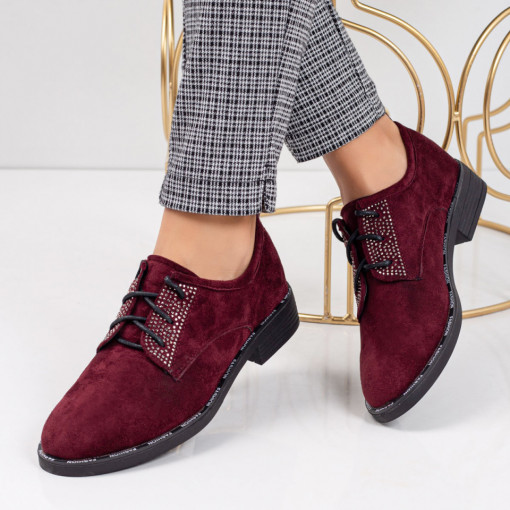 Pantofi visinii casual dama cu siret si pietre aplicate MDL05798