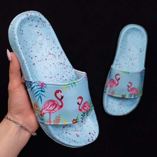 Papuci albastri dama cu model 'Flamingo' MDL04947