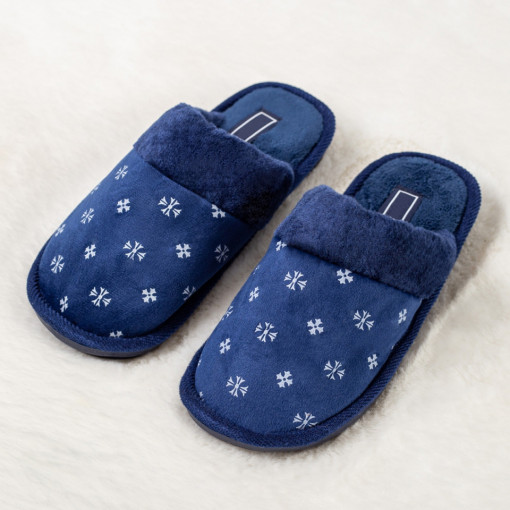 Papuci de casa dama albastri din material textil MDL02750