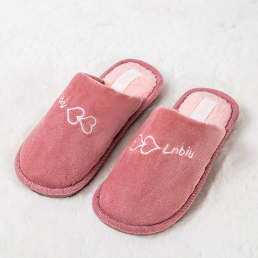 Papuci de casa dama, Papuci de casa dama roz din material textil MDL02727 - modlet.ro
