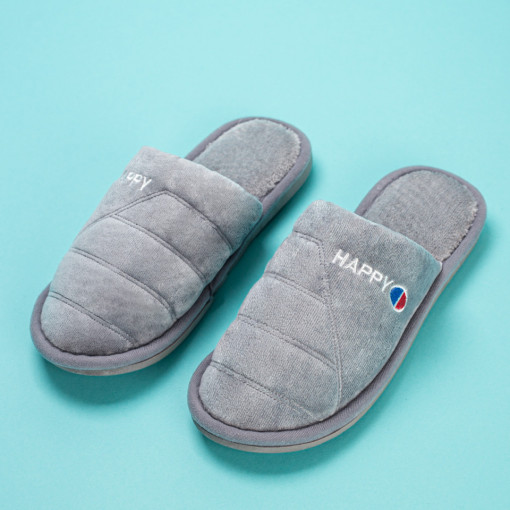 Papuci gri de casa barbati MDL07431