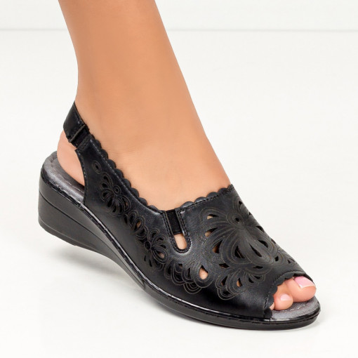 Sandale dama cu platforma negre Florema