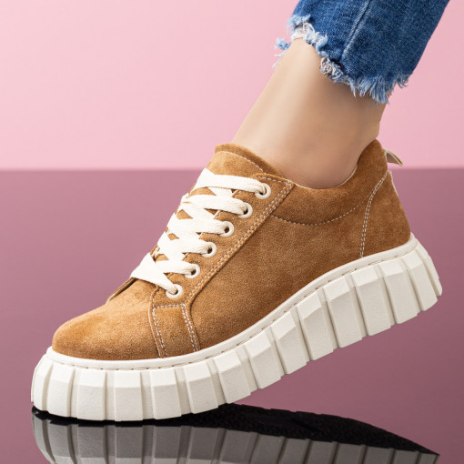 Tenisi dama khaki cu talpa groasa MDL07854
