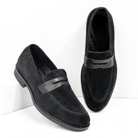 Mocasini barbati negri suede din Piele naturala MDL08367