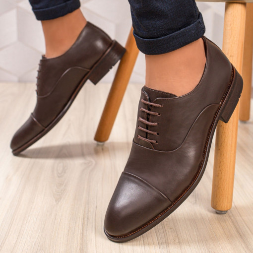 Pantofi eleganti barbatesti din piele, Pantofi barbati din piele naturala maro inchis MDL01866 - modlet.ro