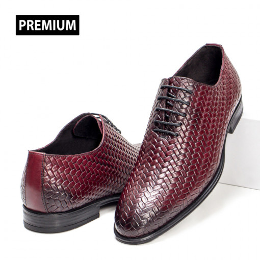 Pantofi eleganti trendy barbati, Pantofi barbati eleganti bordo din Piele MDL03585 - modlet.ro