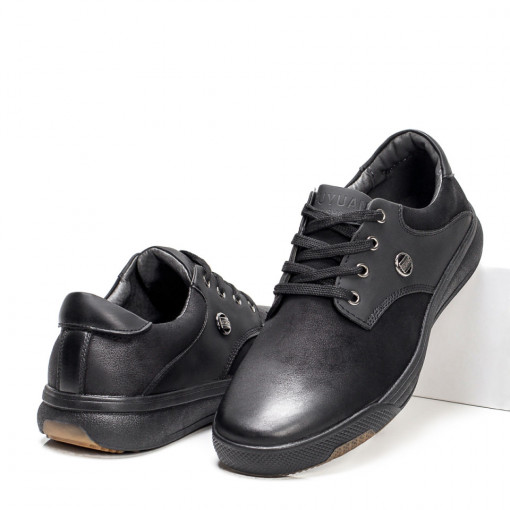 Pantofi casual clasici barbati, Pantofi casual barbati negri cu siret MDL06067 - modlet.ro