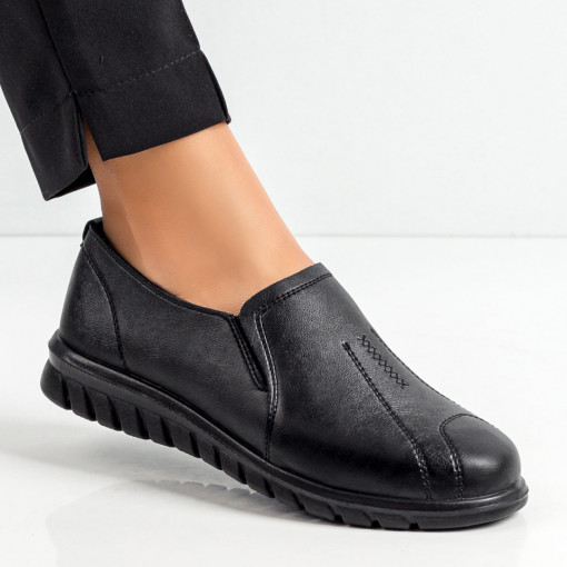 Pantofi casual dama, Pantofi casual dama negri cu insertii de material elastic MDL03861 - modlet.ro