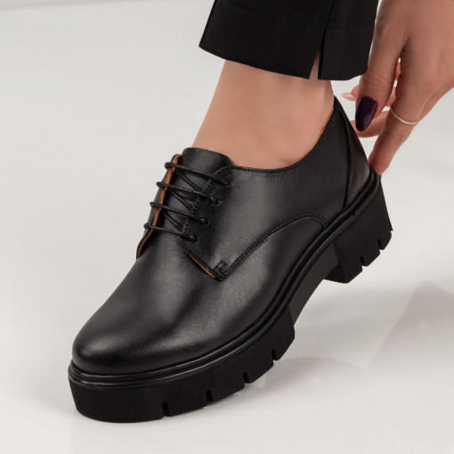 Pantofi casual trendy dama, Pantofi casual dama negri cu talpa groasa din Piele MDL03630 - modlet.ro