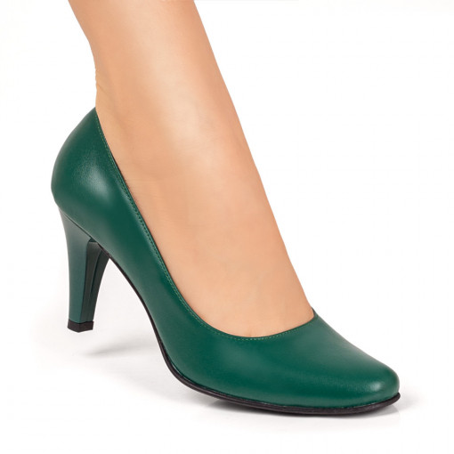 Pantofi dama, Pantofi dama eleganti cu toc verzi din Piele naturala MDL06149 - modlet.ro