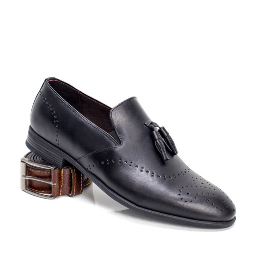 Pantofi eleganti barbatesti din piele, Pantofi eleganti barbati negri din Piele naturala MDL03673 - modlet.ro
