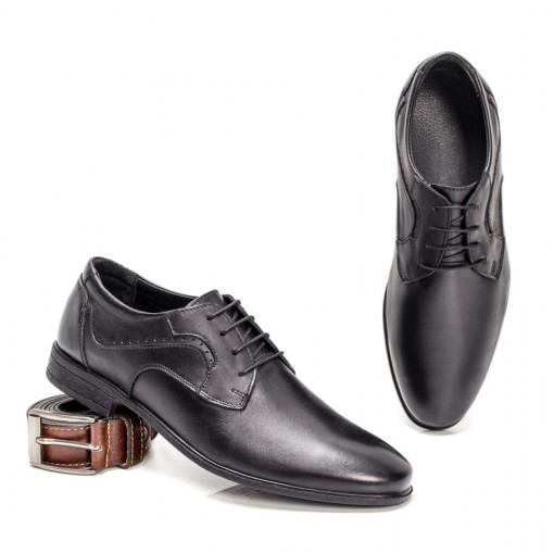 Pantofi barbati - Piele naturala, Pantofi negri eleganti barbati din Piele MDL05216 - modlet.ro