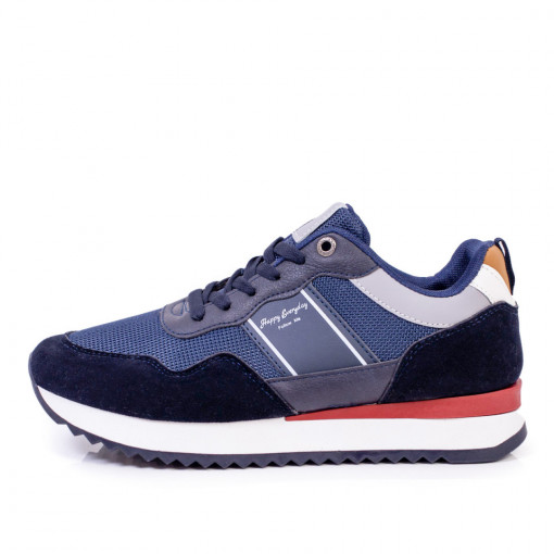 Adidasi trendy barbati, Pantofi sport albastri inchis barbati din material textil MDL05746 - modlet.ro