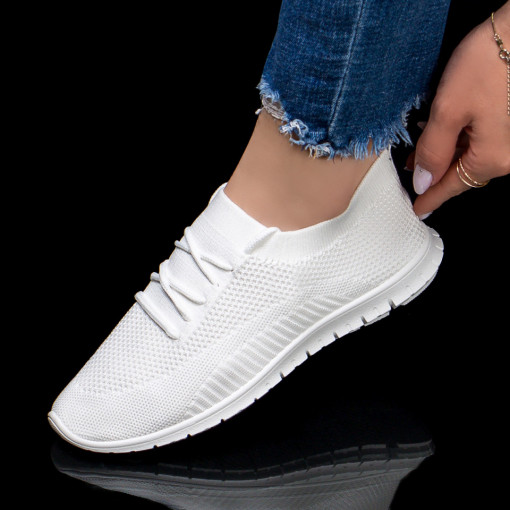 Adidasi dama, Pantofi sport dama albi din material textil MDL04708 - modlet.ro