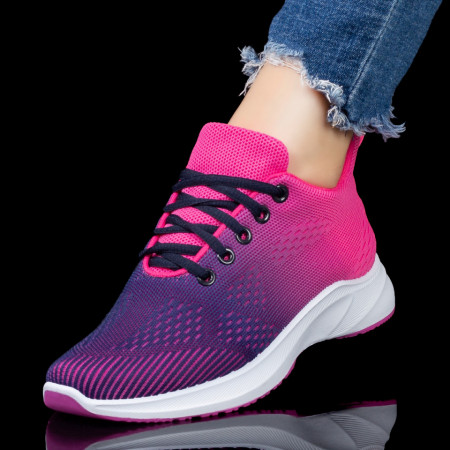 Adidasi dama, Pantofi sport dama cu siret roz cu albastru MDL07980 - modlet.ro