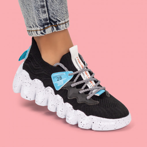 Pantofi sport dama negri cu alb MDL03168