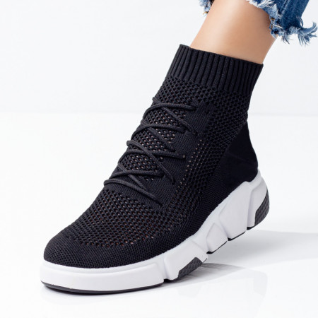 Incaltaminte dama, Pantofi sport din material textil dama negri MDL08067 - modlet.ro