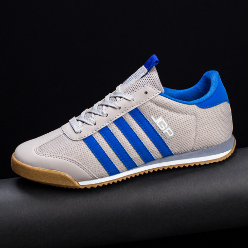 Adidasi clasici barbati, Pantofi sport gri cu albastru barbati din material textil MDL03616 - modlet.ro