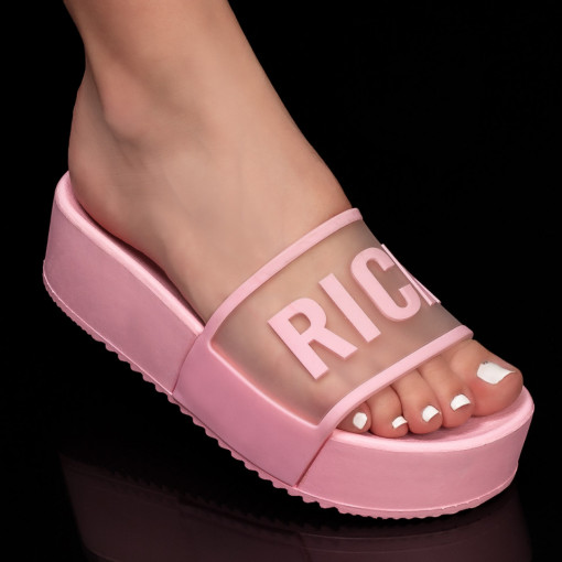 Papuci dama cu talpa groasa roz MDL01105