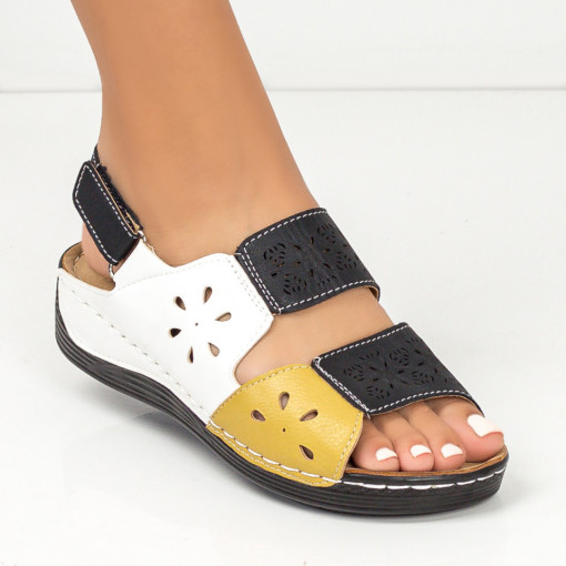 Sandale dama negre cu galben MDL00619