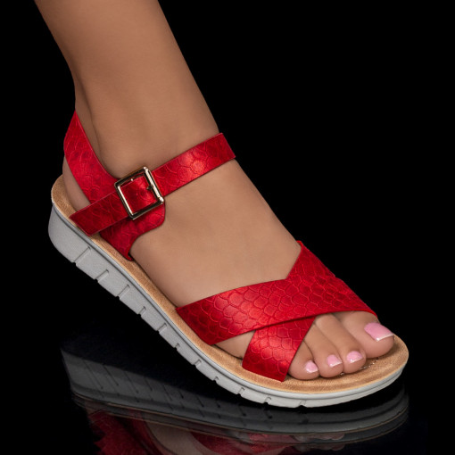 Sandale trendy joase, Sandale dama rosii cu talpa joasa MDL05515 - modlet.ro
