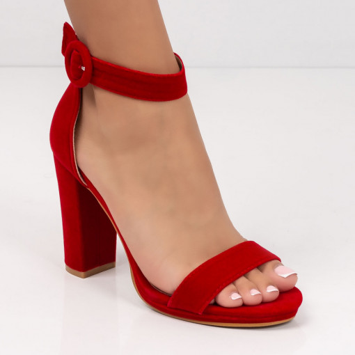 Sandale clasice cu toc gros, Sandale elegante cu toc gros rosii dama MDL05661 - modlet.ro