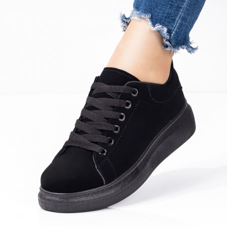 Tenisi dama cu siret negri suede MDL08111