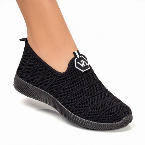 Adidasi dama, Espadrile negre dama sport din material textil MDL05091 - modlet.ro