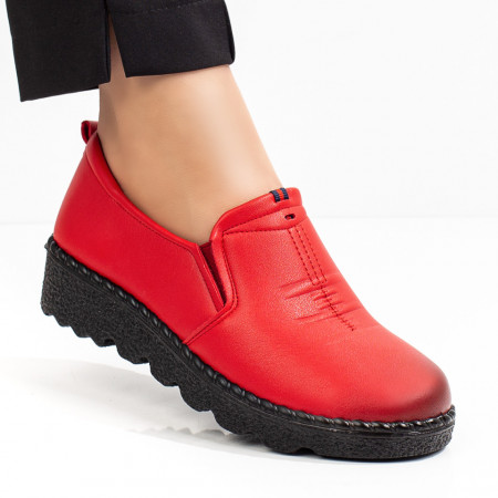 Reduceri  Pantofi casual, Pantofi casual dama cu insertie de material elastic rosii MDL08141 - modlet.ro