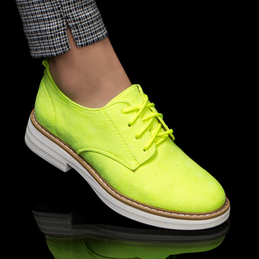 Pantofi casual trendy dama, Pantofi casual dama galbeni neon MDL04339 - modlet.ro