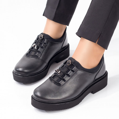 Reduceri  Pantofi casual, Pantofi dama casual cu material din lac din Piele naturala negri MDL033898 - modlet.ro