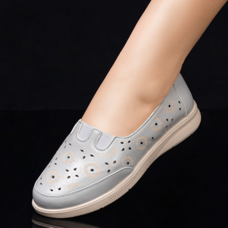 Reduceri  Pantofi casual, Pantofi dama casual perforati cu talpa joasa albastri deschis MDL08178 - modlet.ro