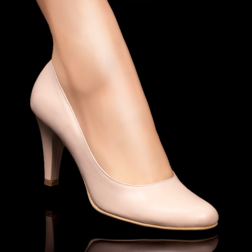 Pantofi cu toc din piele naturala, Pantofi dama eleganti cu toc nude din Piele naturala MDL06149 - modlet.ro