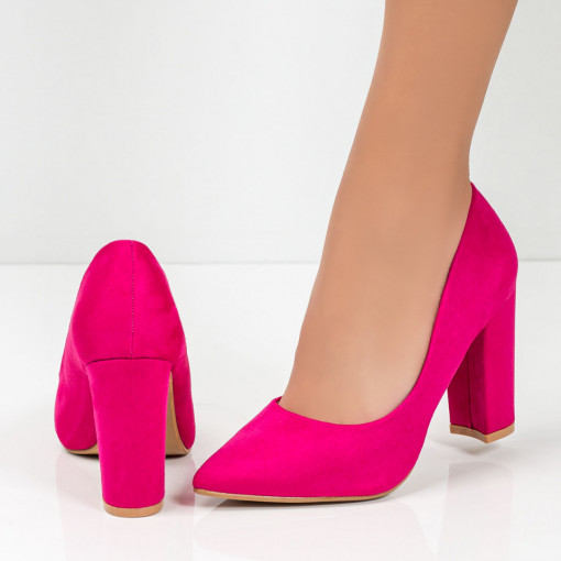 Pantofi trendy cu toc gros, Pantofi dama roz cu toc gros MDL05589 - modlet.ro