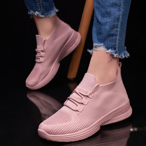 Pantofi sport dama, Pantofi dama sport roz din material textil MDL04378 - modlet.ro