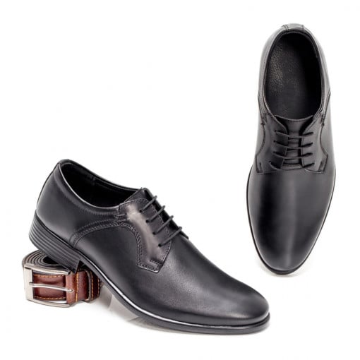 Barbati - Clasic, Pantofi negri eleganti barbati din Piele MDL04653 - modlet.ro