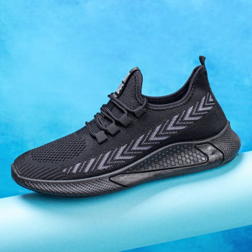 Adidasi barbati, Pantofi sport barbati negri din material textil MDL05098 - modlet.ro