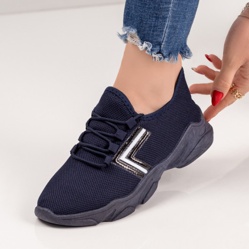 Pantofi trendy sport dama, Pantofi sport dama albastri inchis din material textil MDL03976 - modlet.ro