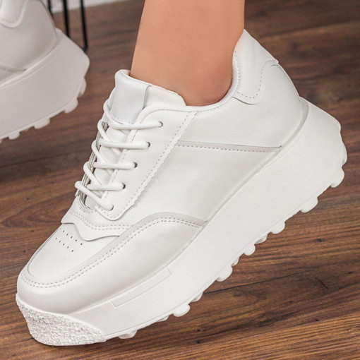 Pantofi sport dama albi din piele ecologica MDL01500