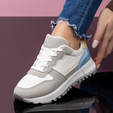 Pantofi sport dama cu siret gri cu albastru MDL08110
