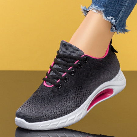 Reduceri  Adidasi dama, Pantofi sport dama gri cu roz cu siret MDL07975 - modlet.ro